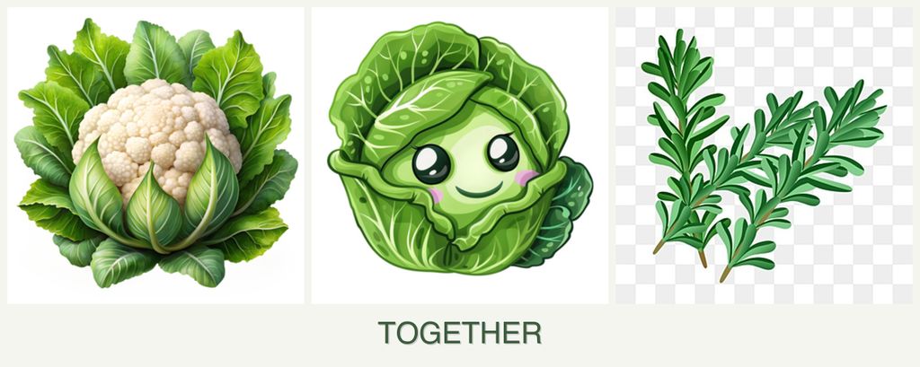 Can you plant cauliflower, cabbage and rosemary together?