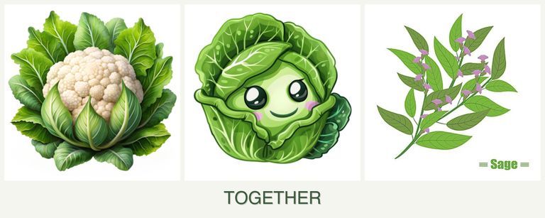 Can you plant cauliflower, cabbage and sage together?