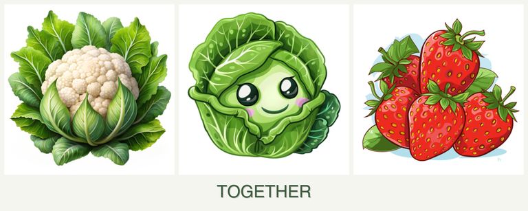 Can you plant cauliflower, cabbage and strawberries together?
