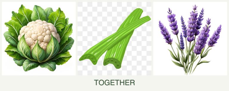 Can you plant cauliflower, celery and lavender together?