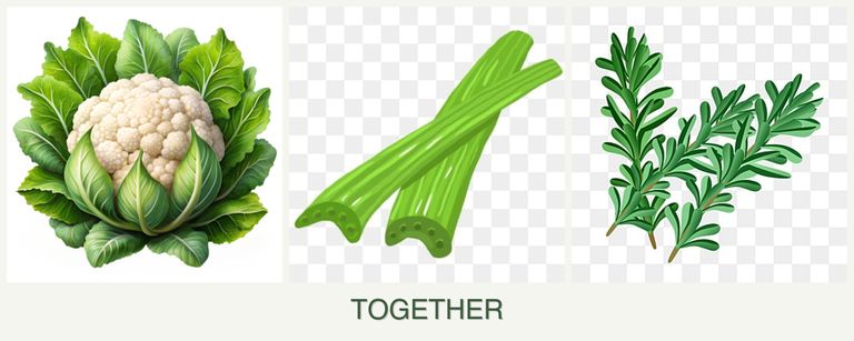 Can you plant cauliflower, celery and rosemary together?