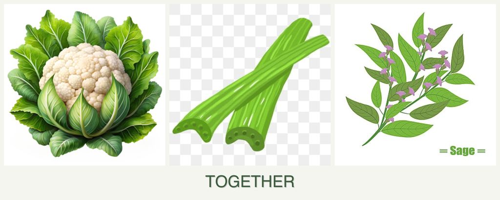Can you plant cauliflower, celery and sage together?
