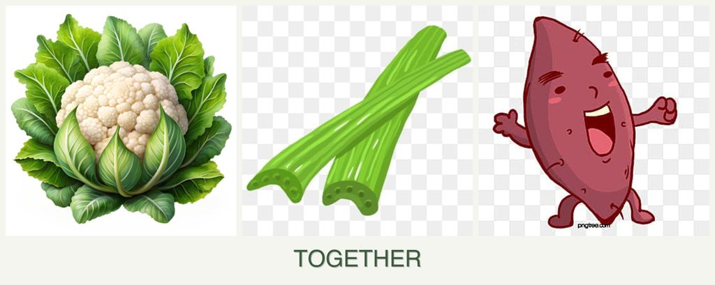 Can you plant cauliflower, celery and sweet potatoes together?