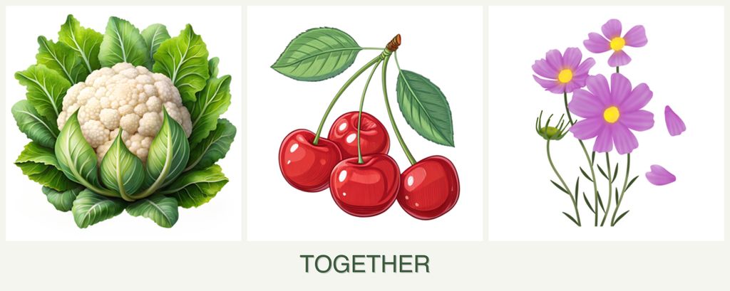 Can you plant cauliflower, cherries and cosmos together?