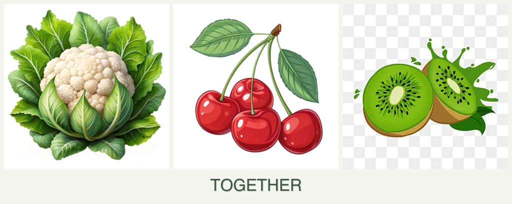 Can you plant cauliflower, cherries and kiwi together?