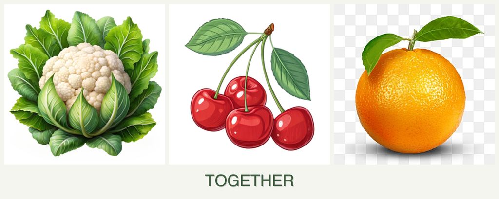 Can you plant cauliflower, cherries and oranges together?