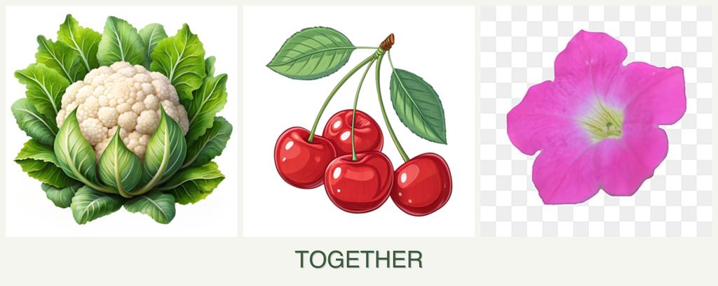 Can you plant cauliflower, cherries and petunias together?