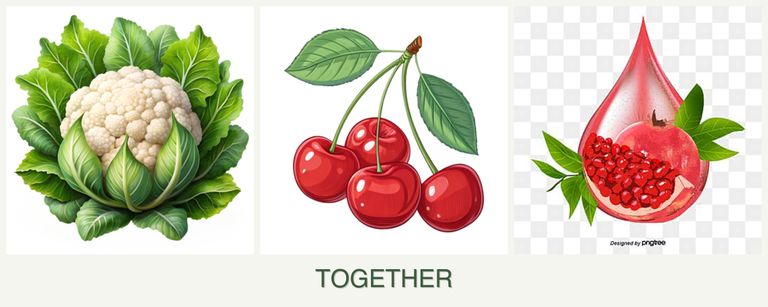 Can you plant cauliflower, cherries and pomegranates together?
