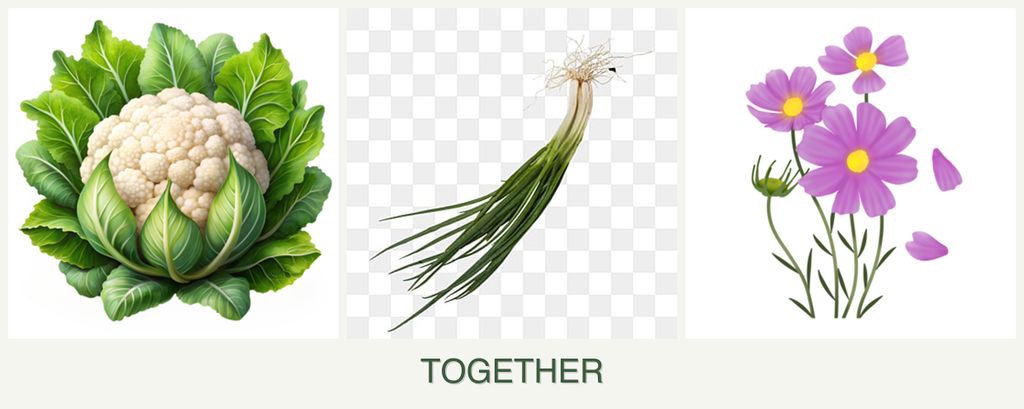 Can you plant cauliflower, chives and cosmos together?