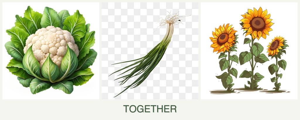 Can you plant cauliflower, chives and sunflowers together?