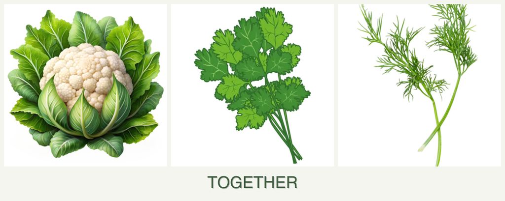 Can you plant cauliflower, cilantro and dill together?