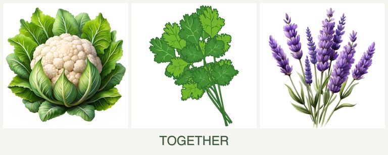 Can you plant cauliflower, cilantro and lavender together?