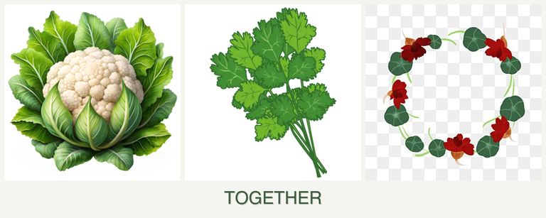 Can you plant cauliflower, cilantro and nasturtiums together?
