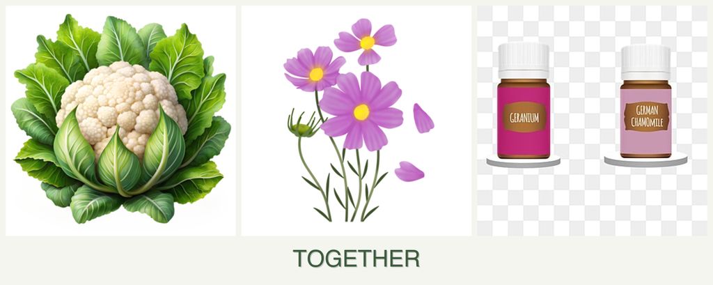 Can you plant cauliflower, cosmos and geraniums together?
