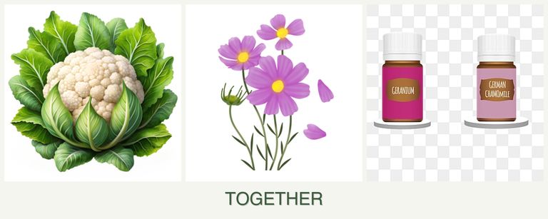 Can you plant cauliflower, cosmos and geraniums together?