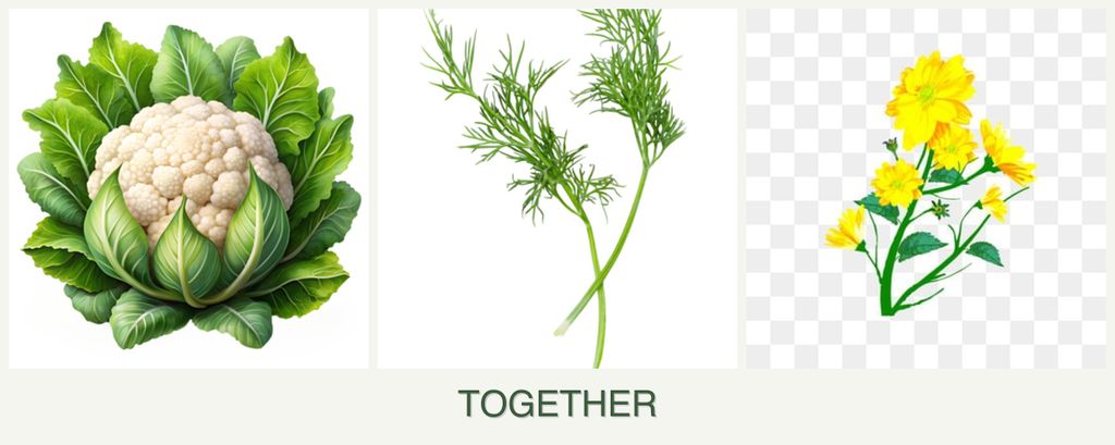 Can you plant cauliflower, dill and calendula together?