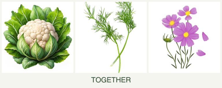 Can you plant cauliflower, dill and cosmos together?