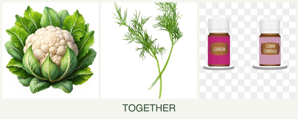 Can you plant cauliflower, dill and geraniums together?