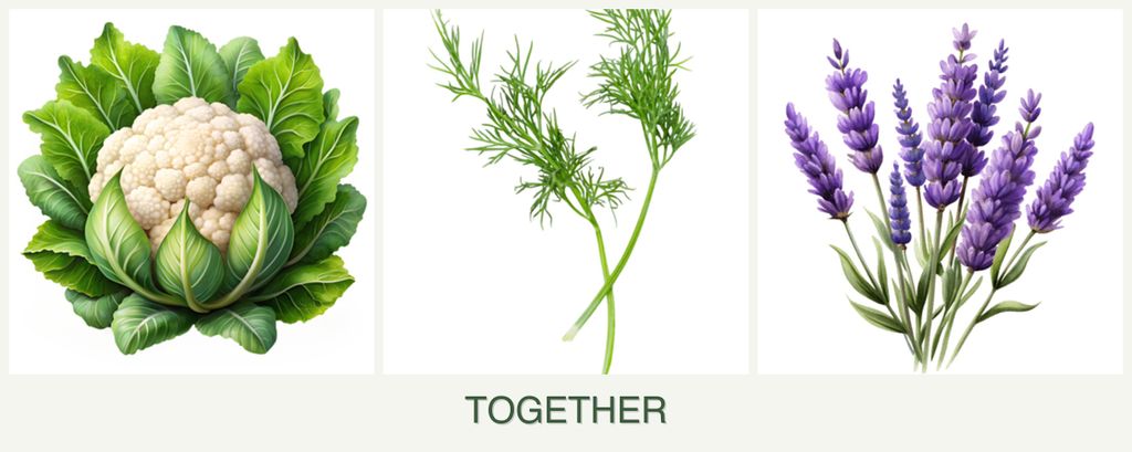 Can you plant cauliflower, dill and lavender together?