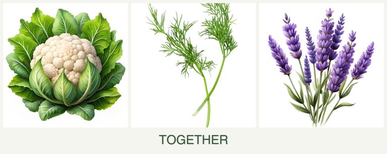 Can you plant cauliflower, dill and lavender together?