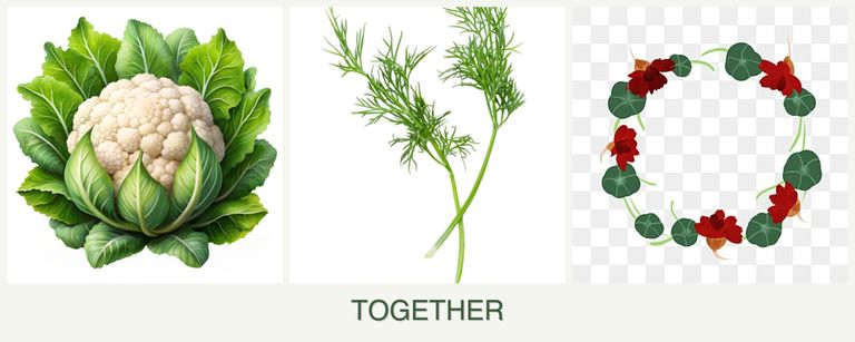 Can you plant cauliflower, dill and nasturtiums together?