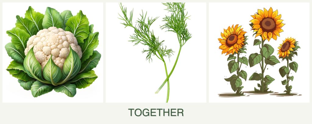 Can you plant cauliflower, dill and sunflowers together?