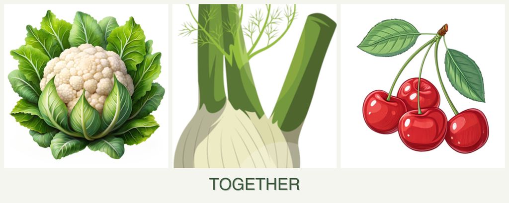 Can you plant cauliflower, fennel and cherries together?