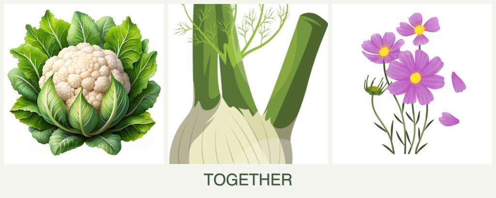 Can you plant cauliflower, fennel and cosmos together?