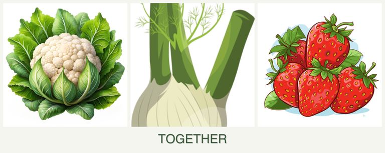 Can you plant cauliflower, fennel and strawberries together?