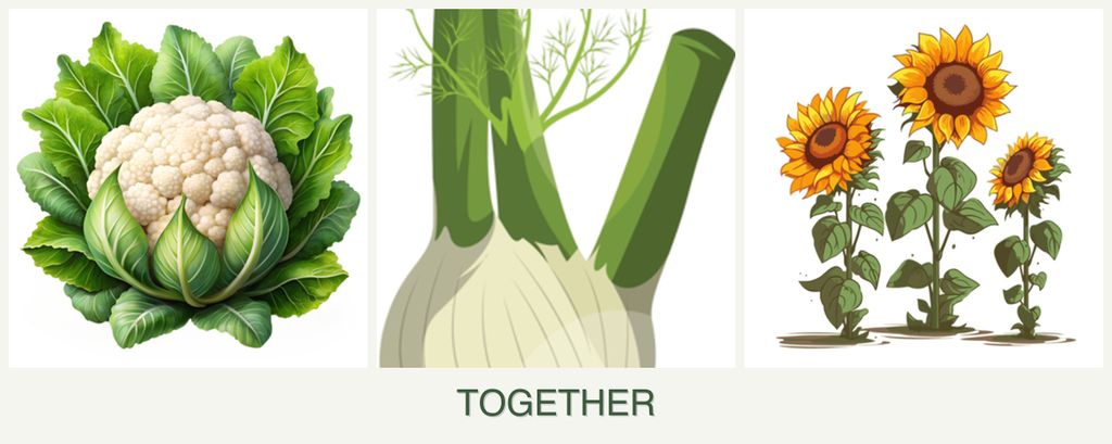 Can you plant cauliflower, fennel and sunflowers together?
