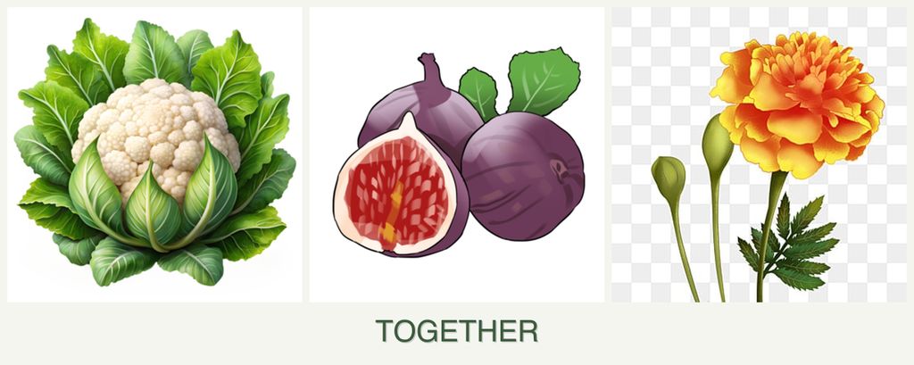 Can you plant cauliflower, figs and marigolds together?