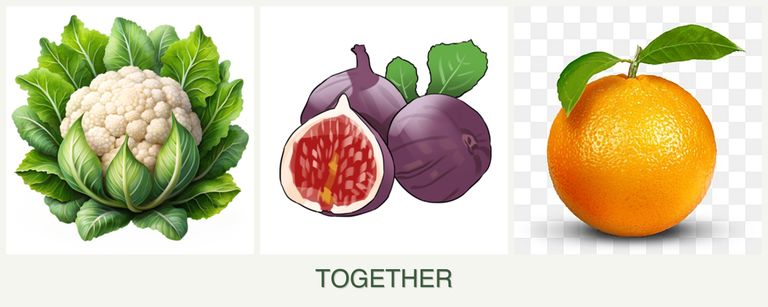 Can you plant cauliflower, figs and oranges together?