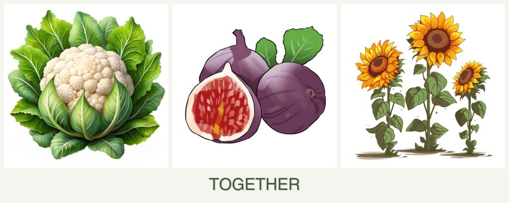 Can you plant cauliflower, figs and sunflowers together?