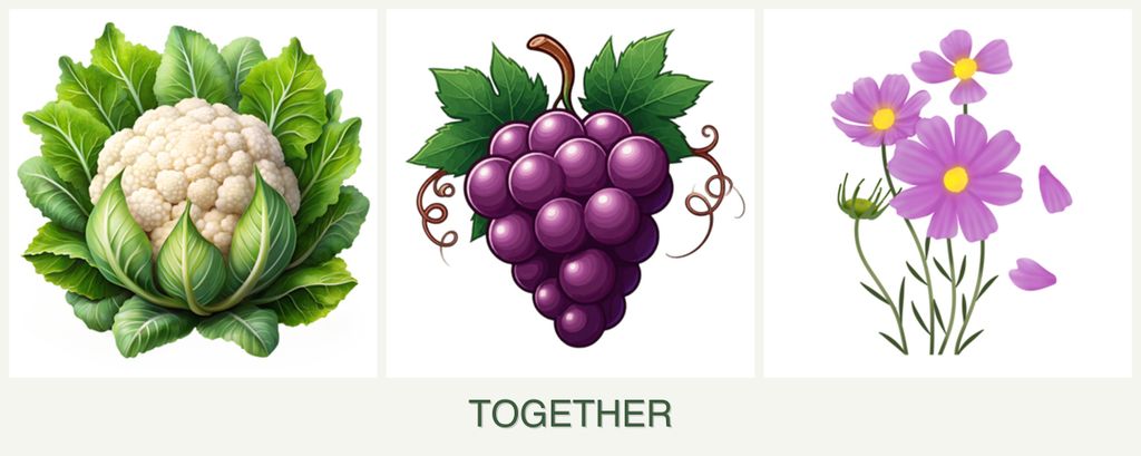 Can you plant cauliflower, grapes and cosmos together?