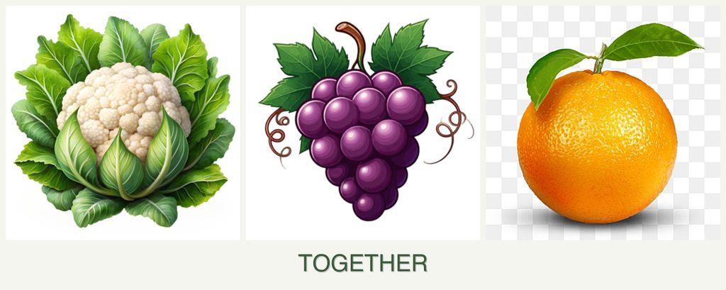 Can you plant cauliflower, grapes and oranges together?