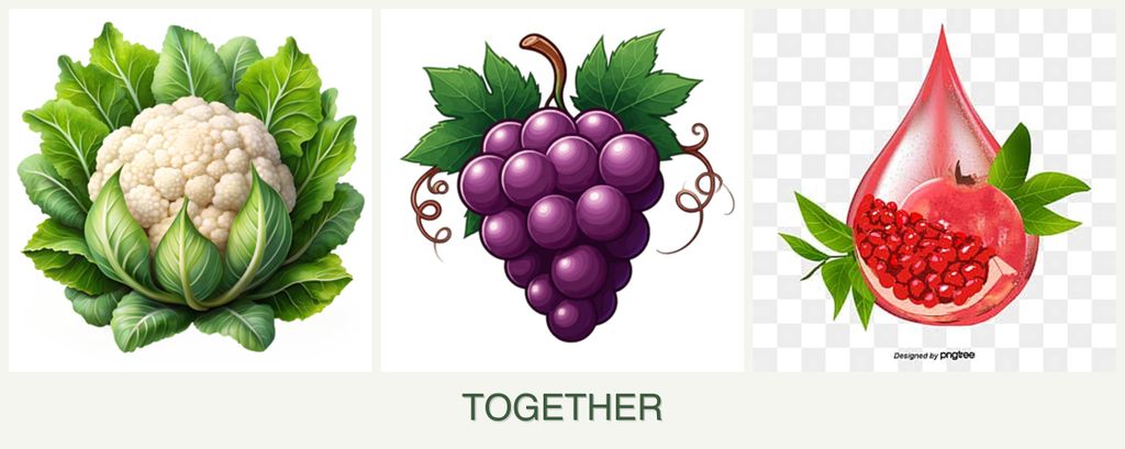 Can you plant cauliflower, grapes and pomegranates together?