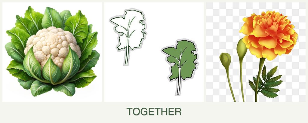 Can you plant cauliflower, kale and marigolds together?