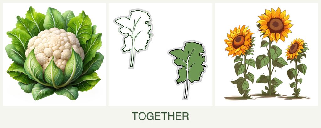 Can you plant cauliflower, kale and sunflowers together?