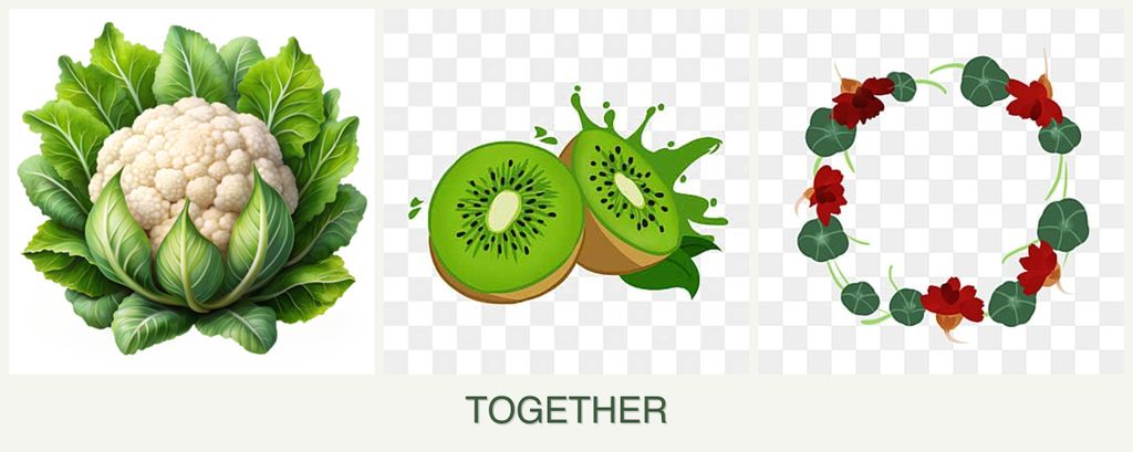 Can you plant cauliflower, kiwi and nasturtiums together?
