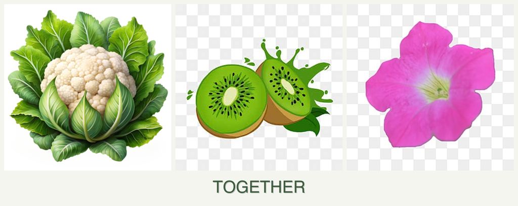 Can you plant cauliflower, kiwi and petunias together?