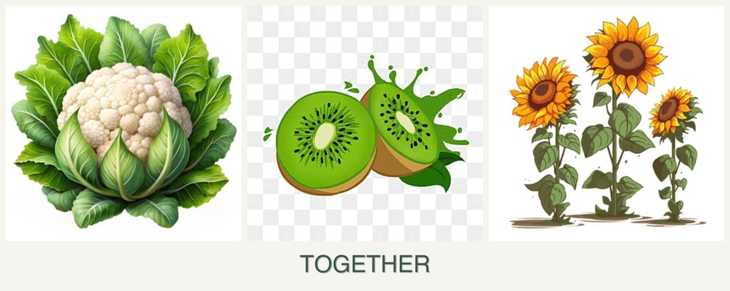 Can you plant cauliflower, kiwi and sunflowers together?