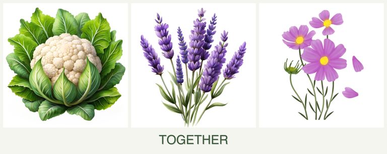Can you plant cauliflower, lavender and cosmos together?