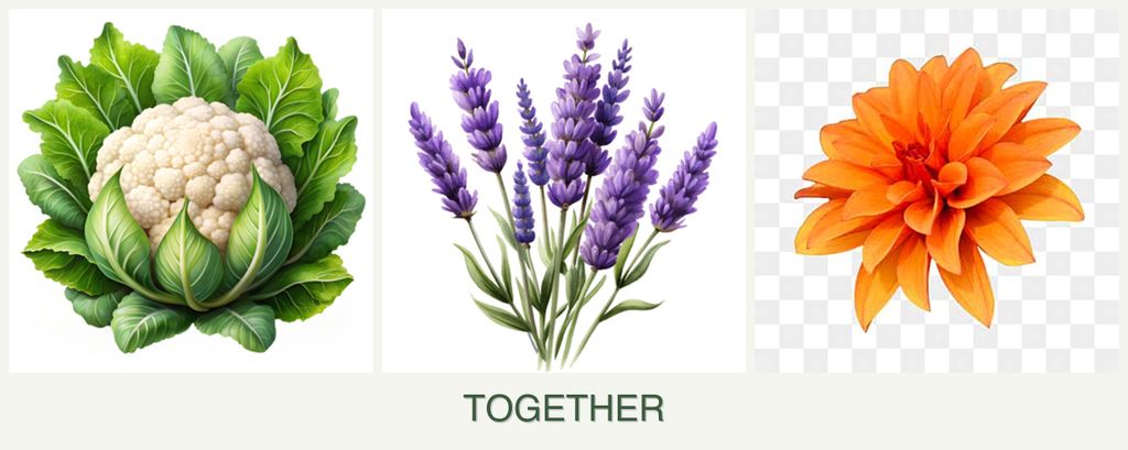 Can you plant cauliflower, lavender and dahlias together?