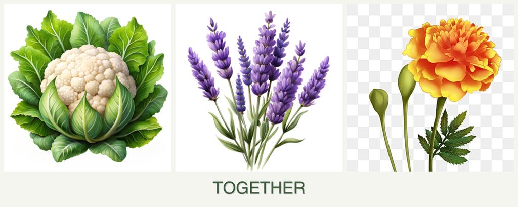 Can you plant cauliflower, lavender and marigolds together?