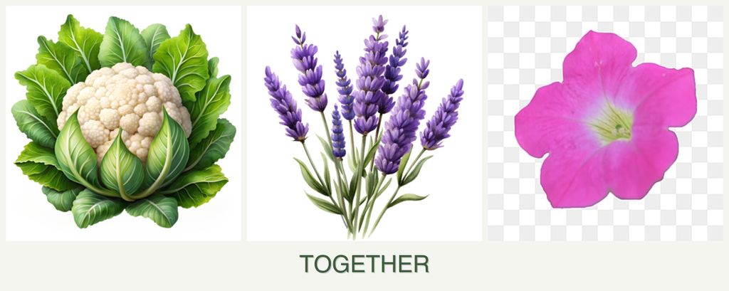 Can you plant cauliflower, lavender and petunias together?