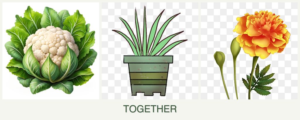 Can you plant cauliflower, lemongrass and marigolds together?