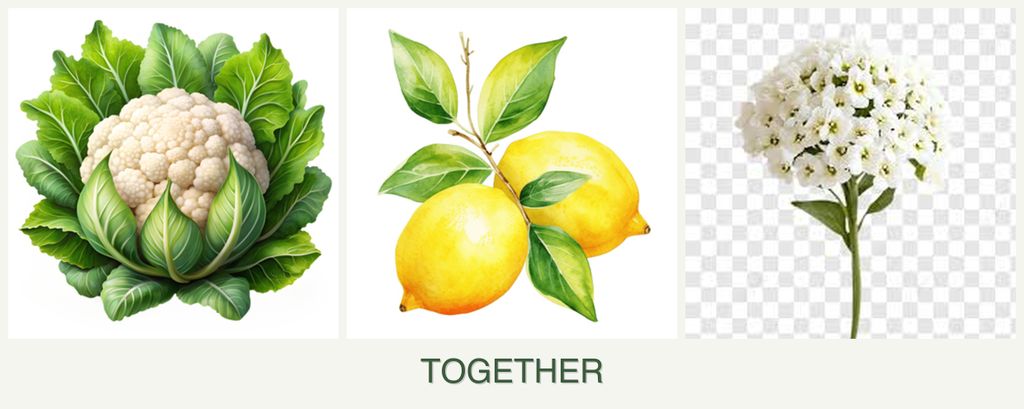 Can you plant cauliflower, lemons and alyssum together?