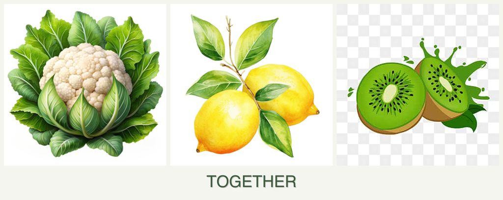 Can you plant cauliflower, lemons and kiwi together?