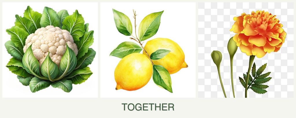 Can you plant cauliflower, lemons and marigolds together?