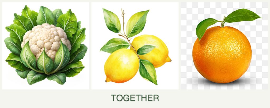 Can you plant cauliflower, lemons and oranges together?